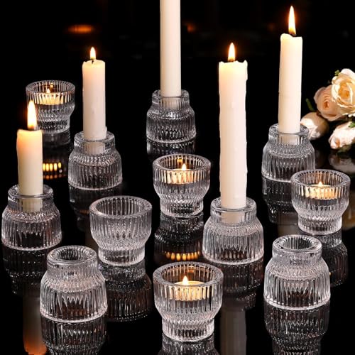 Azuritek 12 Stück Klare Kerzenhalter, Glas-Kerzenhalter Kerzenständer, Teelichthalter für Outdoor Hochzeit, Tischdekoration, Votivkerzenhalter für Partyzubehör und Heimdekoration Azuritek 12 Stück Klare Kerzenhalter, Glas-Kerzenhalter Kerzenständer, Teelichthalter für Outdoor Hochzeit, Tischdekoration, Votivkerzenhalter für Partyzubehör und Heimdekoration