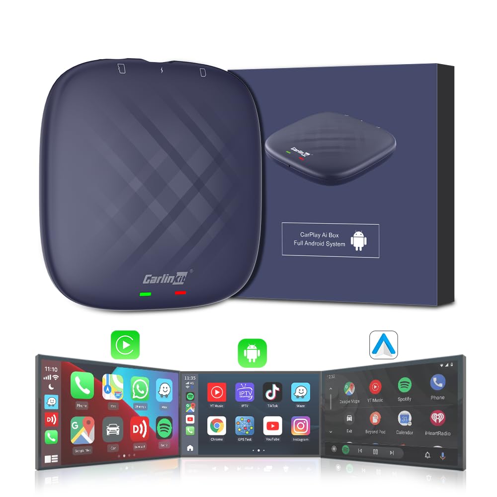 Carlinkit Android 11 Ai Box Plus for Original Car Wired Carplay to Wireless Carplay/AA, 4+64G Memory, 8-Core Processor, 4G, Multimedia Magic Box Can Download Massive Google App