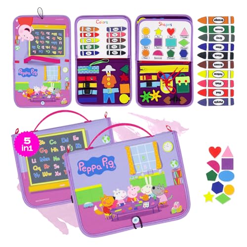 Image of Peppa Pig Toddler Busy Board - Montessori toys for 1 2 3 4 Year Old, Educational Activity Sensory Board for Preschool Learning Fine Motor Skills, Gift Toys for Boys Girls, Airplane Car Travel Toy