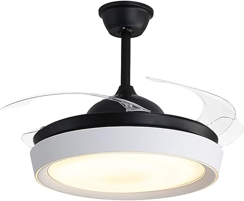 YUEGOO Ventiladores De Techo con Lámparas, Lámpara De Ventilador De Techo Invisible De 72W, Cuchillas Retráctiles Remotas De 3 Colores Fandelier