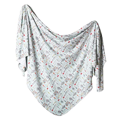 Image of Copper Pearl Large Premium Knit Baby Swaddle Receiving Blanket Trout