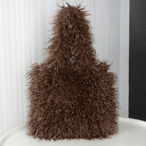Bolso tipo tote de piel sintética con pelo rizado suave miniatura 3