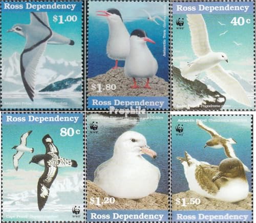 Sellos de aves marinas MNH de la Antártida Ross 46 49-53 Prophila 1997