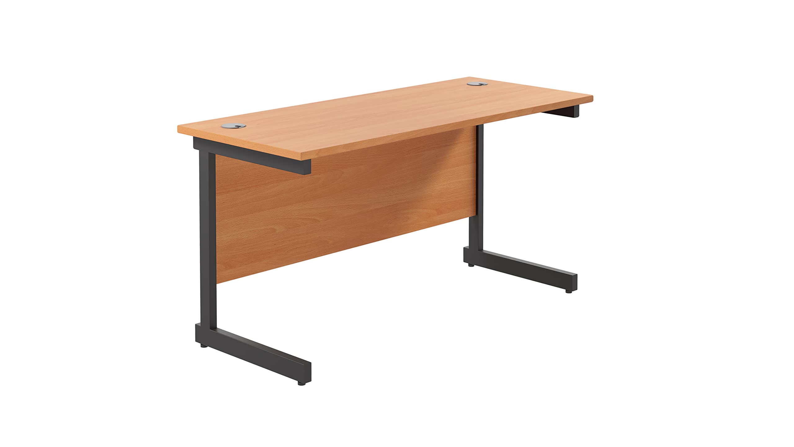 Office Hippo Heavy Duty Rectangular Cantilever Desk - Home Office Table + Integrated Cable Ports, PC Desk - 5 Yr Warranty - Silver Frame/Oak Top, 120cm x 80cm — view 71