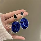 FURUIWUFENG Gioielli Donna Trend New Klein Blue Irregular Pendant Orecchini Sono inusuali Accessori Regalo for Le Donne Gioielli di Moda Orecchini in Argento Sterling (Metal Color : Blue)
