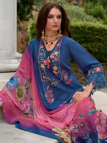 Image of INDO ERA Women's Pure Silk Kurta and Pant with Dupatta Set
