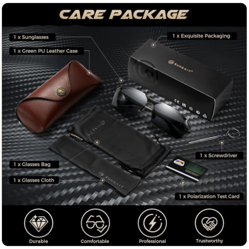 Image of SUNGAIT Carbon Fiber Sunglasses Men Sports Rimless Polarized Shades for Driving Fishing Running Gifts Eye Protection