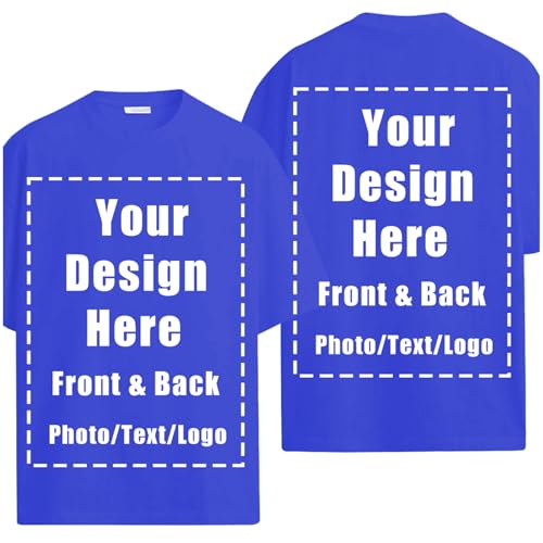 Custom T Shirts Front Back for Men Women Personalized T-Shirt Add Your Own Design with Image Text Logo Tee Tops