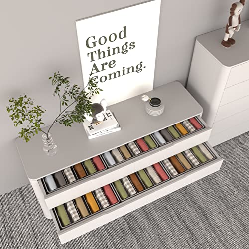 DIGZ-3-Piezas-Organizador-Armario-Ropa-de-Jeans-Camisetas-Fuerte-Apilable-Organizador-Cajones-Plegable-Cajas-Organizadoras-de-Vestidor-que-Ahorra-Espacio-con-8-Compartimentos-38x28x20cm