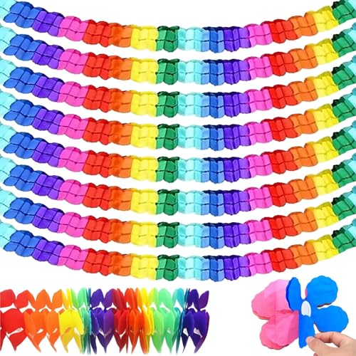GIUSOBG Guirlandes Décoration Bannière 8 Pièces Guirlande en Papier Colorées 3M Carnaval Banderole Papier Carnaval Fête Anniversaire Baptême Baby Shower...
