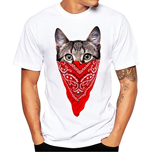 Camisetas Hombre LANSKIRT Camisas de Manga Corta con Estampado para Hombres Blusas de Verano Transpirable y elástica