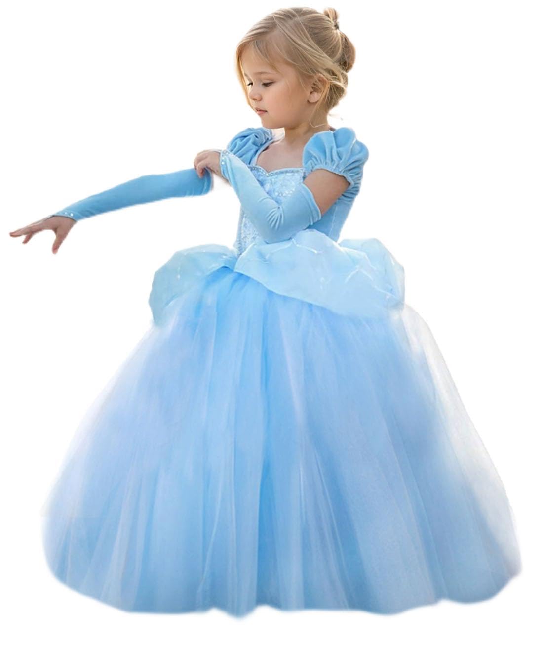 Cinderella Princess Dress For Girls Kids Halloween Costume Cosplay Outfit