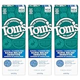 Tom's of Maine Fluoride-Free Rapid Relief Sensitive Toothpaste, Fresh Mint, 4 oz. 3-Pack (Packaging May Vary)