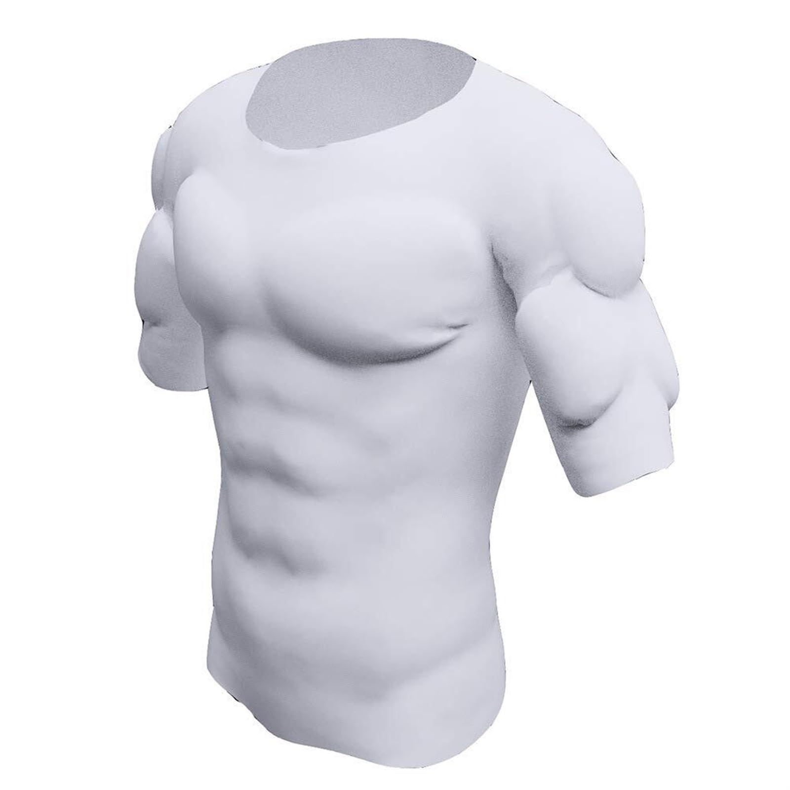 IUERVPS Men Fake Chest Muscle Shoulder Pad Abdomen Muscle T-Shirt Men False Muscle Chest Tops T-Shirt Breathable Soft Dress Up Invis Simulation Compression Undershirt(M)