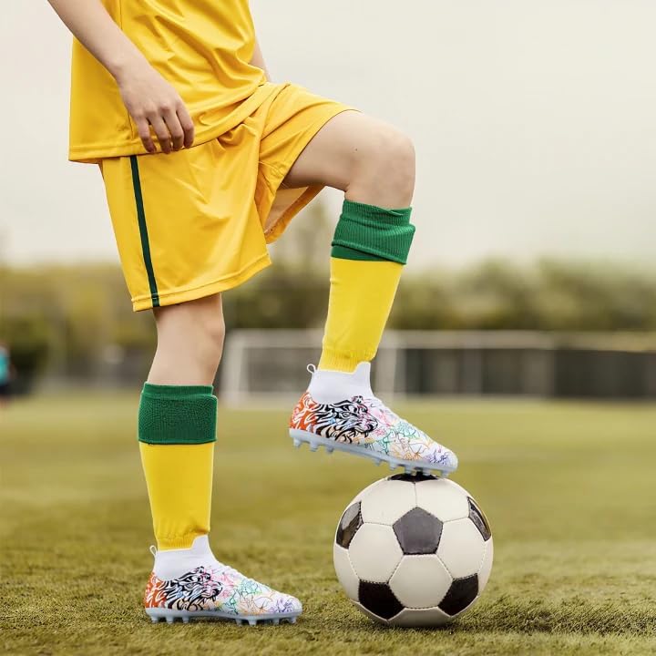 Soccer Cleats Boys Youth Training Football Cleats Athletic Outdoor Girls Soccer Shoes High-top Kids Football Shoes for Little/Big Kid - Image 2