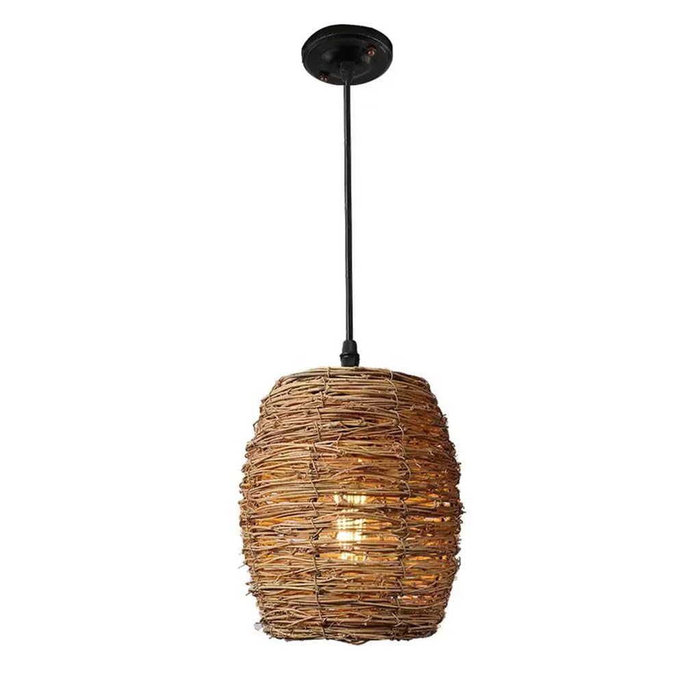 18 cm ręcznie robiony żyrandol rattanowy w stylu vintage, nowoczesny styl Wabi-sabi, tkana lampa wisząca z rattanu, przybrzeżne wiszące oprawy oświetleniowe do kuchni, jadalni, sypialni