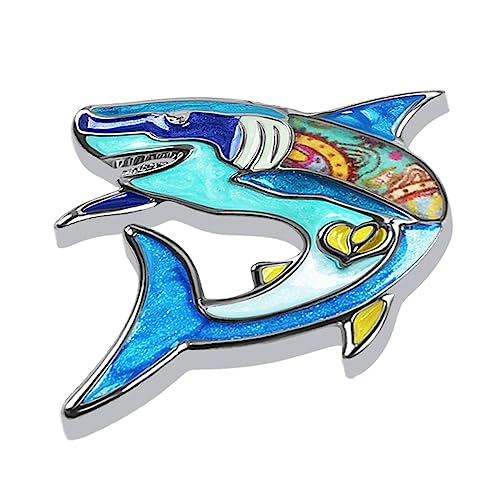 Image of Enamel Shark Brooch Pins Summer Jewelry Zinc Alloy Whale Dolphin Ocean Animals Brooches for Women Girls Gifts Scarf Pin Charms