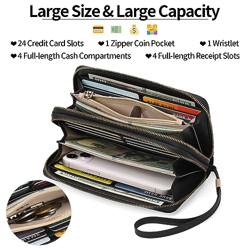 Image of GAEKEAO RFID Leather Wristlet Wallet for Women with Grip Strap