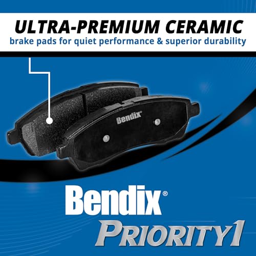 Image of Bendix Priority1 Front Brake Kit- Replacement Disc Brakes Rotors and Ceramic Brake Pads for Toyota 4Runner 2008-2009, FJ Cruiser 2008-2014, Tacoma 2008-2023 - 12.56'' (319mm) rotors