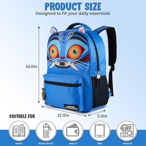 Image of AI ACCESSORY INNOVATIONS K-Pop Demon Hunters 16 inch Backpack for Girls, Featuring a Big Face Derby with 3D Ears and Embroidery, Rubber Molded Bag Charm, Derby