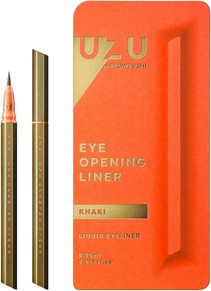 UZU BY FLOWFUSHI Eye Opening Liner, Liquid Eyeliner, Uzu Bi Flofushi, Hot Water, Alcohol Free, Dye Free, Hypoallergenic (KHAKI Khaki)