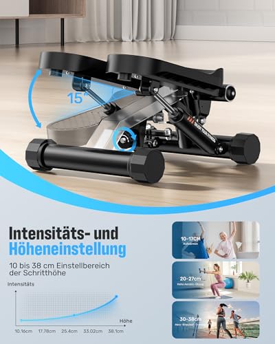 Sportsroyals Exercise Stair Stepper für Zuhause Testsieger– Up-Down Swing Stepper mit Power Ropes for Bein/Arm/Butt Training, Home Office Fitness Exercise
