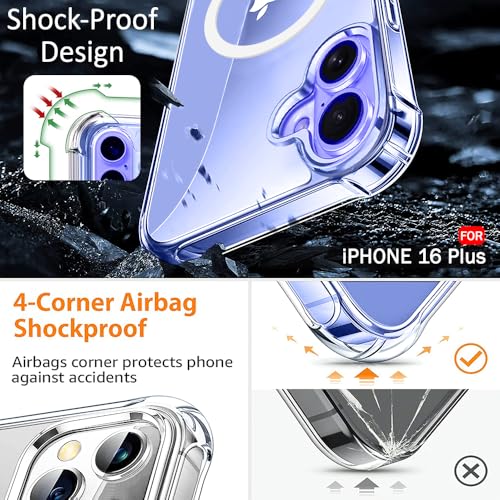 Image of TheGiftKart Shockproof Ultra-Hybrid Back Cover Case for iPhone 16 Plus Compatible with MagSafe | 360 Protection | Crystal Clear Hard Back Cover Case for iPhone 16 Plus (PC & TPU, Transparent Bumper)