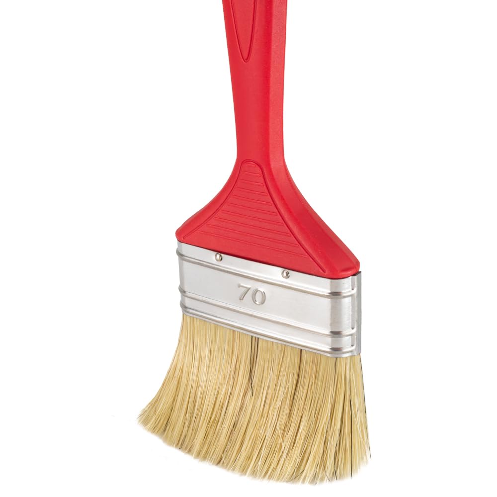 Pennello piatto | Pennello da pittura | con manico in plastica rossa | Larghezza: 20 30 40 50 60 70 80 100 mm (25 pezzi, 70 mm)