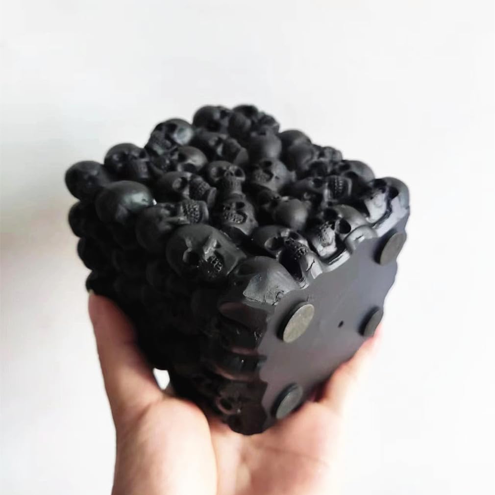 RURUOGUK Skull Pen Pencil Holder Makeup Brush Holder Toothbrush Holder Flower Pot Key Storage Resin Skeleton Home Office Halloween Decor (Black) - Image 4