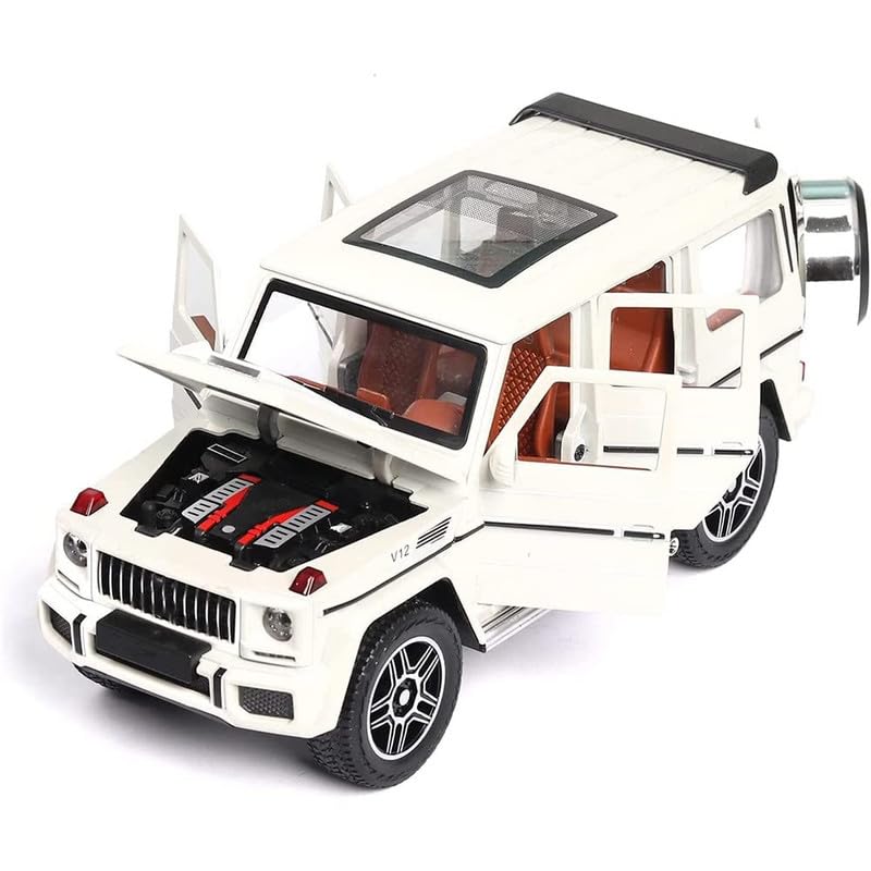 Image of Kids Model 1:24 G Wagon Die Cast Metal Car Pull Back Action Opening Doors with Realistic Engine Sound Lights Toy Car Gift for Boys - Multi