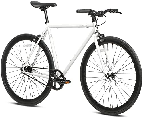 AVASTA Single-Speed Fixed Gear Urban Commuter Bike for Women and Men, Lightweight Unisex Fixie Bike, Flat Handlebar Flip Flop Hub City Road Bicycle, 54 Color White