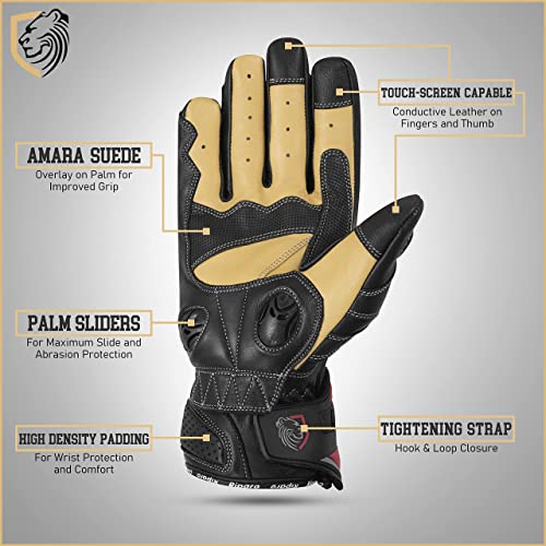 Riparo Premium Leather Street Motorcycle Riding Gloves Hand Protection With Mobile Phone Touchscreen Motorbike Racing Cruiser Gloves (X-Large, Black) #TOP4
