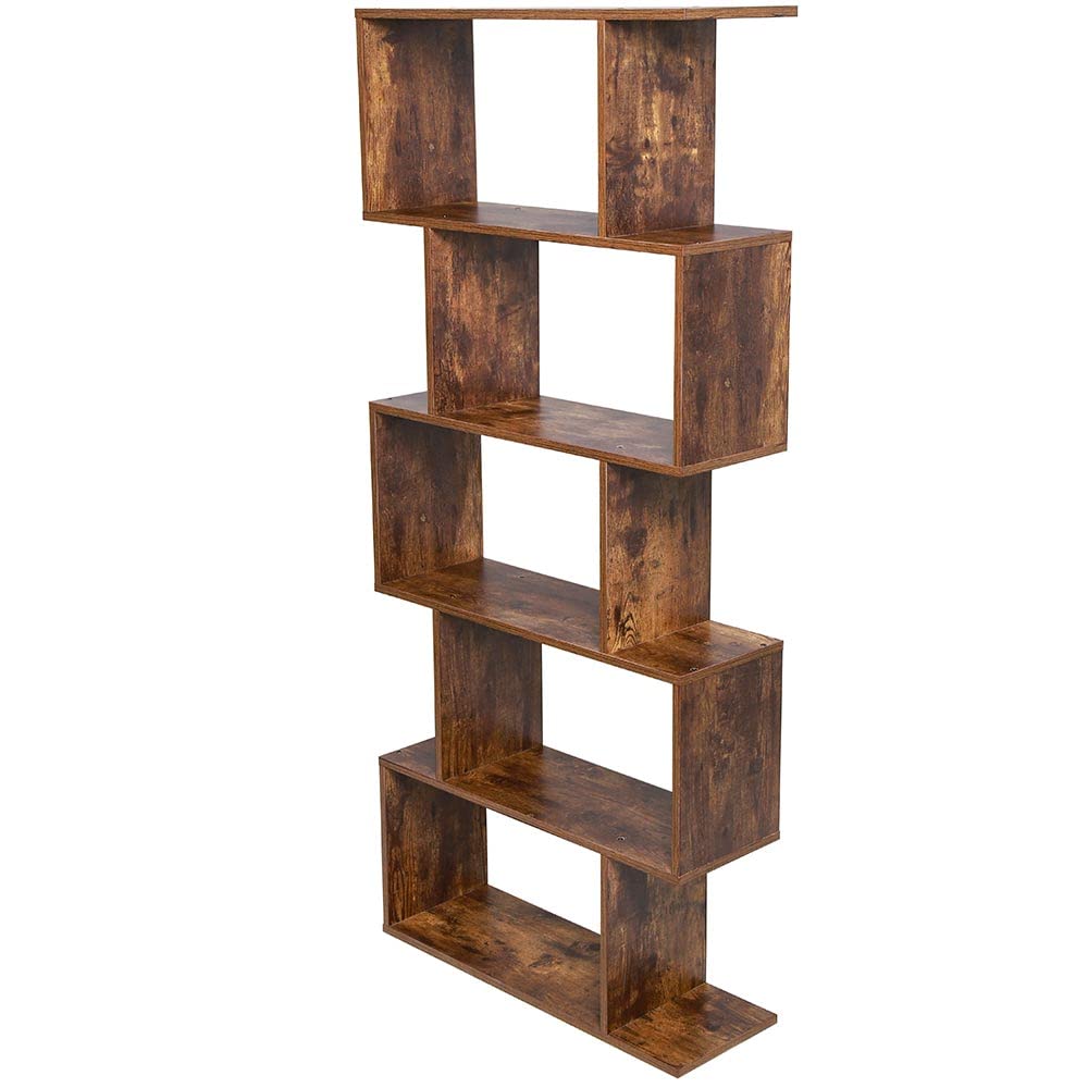 BAKAJI Libreria Scaffale 6 Ripiani in Legno MDF Design Zig Zag Moderno Industriale per Soggiorno Salotto Casa o Ufficio Dimensioni: 159 x 70 x 24 cm