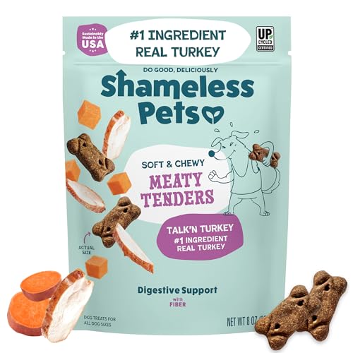 Image of Shameless Pets Soft & Chewy Dog Treats, Talk'n Turkey Meaty Tenders, 8oz - Real Turkey is 1st Ingredient - Grain Free, No Corn or Soy - Digestive Support - for Small, Medium & Large Dogs