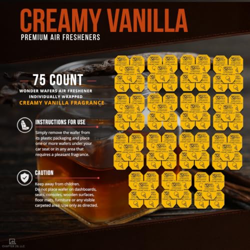 Image of Wonder Wafers 75 count Air Fresheners Individually Wrapped, Creamy Vanilla Fragrance