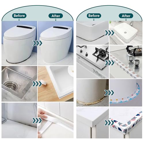 Image of Self Adhesive Sealing Tape, Bathroom Waterproof Sealing Strip, Traditional Sealant Substitute, Suitable for Kitchen, Bathtub, Bathroom, Wall Corner, Decoration and Renovation (C, 1.5 inch x 16.5Ft)