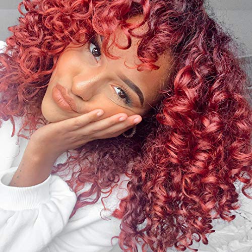 ANNIVIA Curly Afro Wig with Bangs Short Kinky Curly Wigs for Black Women Synthetic Heat Resist Soft Hair Short Curly Afro Wig (RED)…