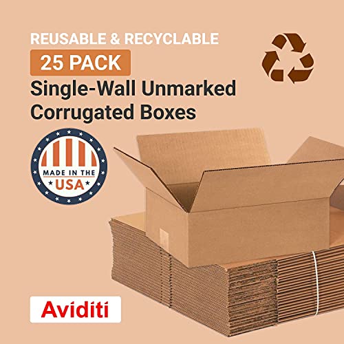 Image of BOX USA Shipping Boxes Medium 12 inchL x 9 inchW x 4 inchH 25-Pack - Corrugated Cardboard Box for Moving, Mailing, Packing, Packaging and Storage