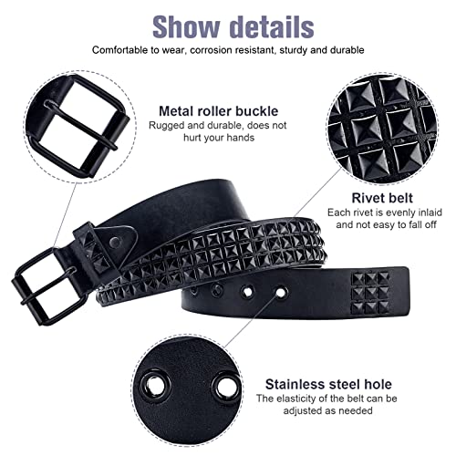 Studded Belt Metal Punk Rock Rivet Belt Emo Pyramid Stud Belt Threads Studded Goth Belt For Women Men Jeans Skirt (black)4