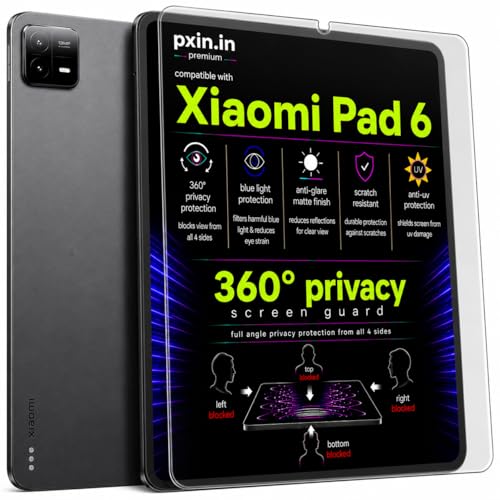 Image of Pxin 360 Pro Privacy Screen guard compatible with Xiaomi Pad 6 | Anti Glare | Anti UV | Anti Blue | Anti Reflection | Privacy Filter | Unbreakable Build