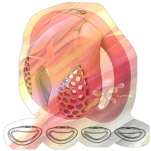 Mens Portable Honeycomb Protective Cage, Male Special Cage with 4 Sizes Rings -USXA13 (Pink, Nub)