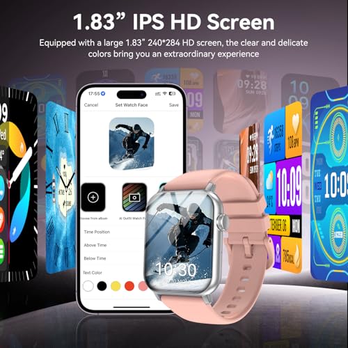 Image of Smart Watches for Men Women with Bluetooth Calling, 1.83 inch HD Touchscreen Fitness Tracker, IP68 Waterproof, 120+ Sports Modes, Heart Rate & Sleep Monitor, Activity Tracker for iPhone Android (Pink)