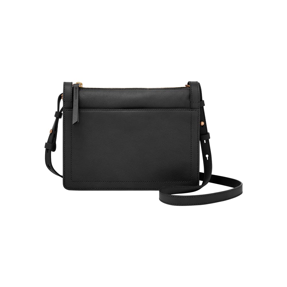 Fossil women's bag Taryn, black leather crossbody bag, L: 24.1 cm, W: 5.7 cm, H: 18.4 cm, ZB1894001