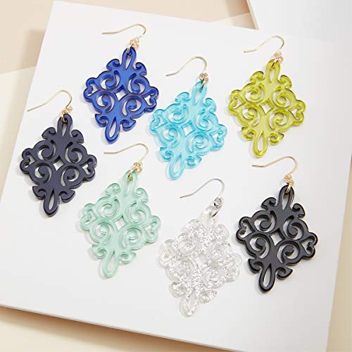 Zenzii Acrylic Resin Twirling Drop Earrings For Women (Hot Pink) #TOP7