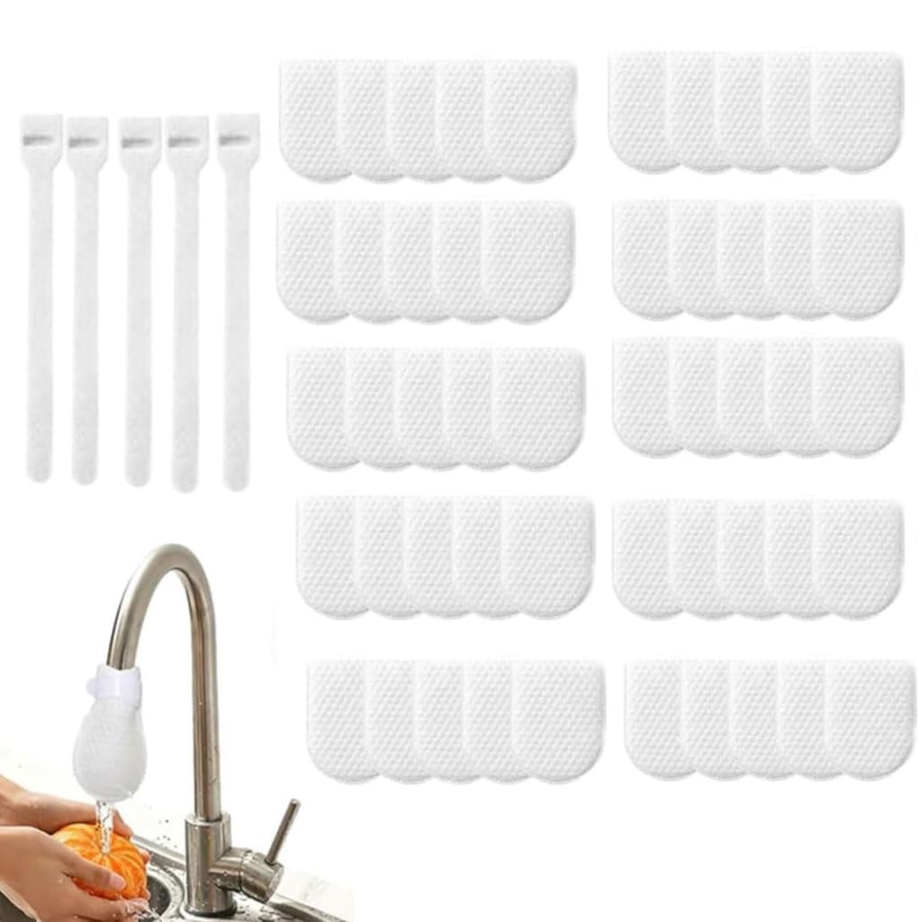 Bolsa Filtrante para Grifo, Filtro de Agua Universal y Reutilizable para Fregadero de Cocina, Filtro Transparente para Grifos, Retiene Óxido, Sedimentos e Impurezas; Incluye Correa (50 piezas)