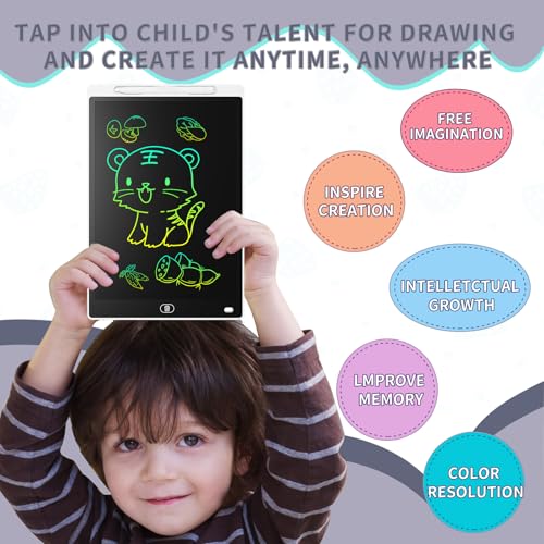 Image of LCD Writing Board, 10 Inches, Genialba Colourful LCD Writing Tablet, Gift for Children, LCD Writing Tablet, Electronic Tablet, Graphic Tablet for Children's Games 2 3 4 5 6 7 Years Boys Girls (White)