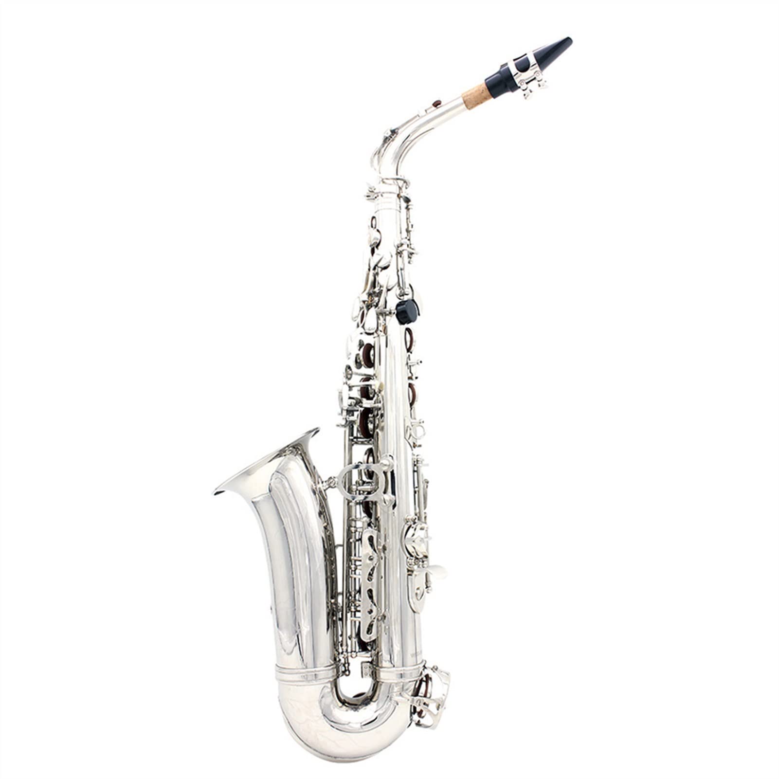 Sax Principianti Kit Sax Contralto in MIB Ottone Placcato Argento Strumento a fiato Professionale Mi Sax Piatto con Cinturino in Custodia Strumento Musicale Strumento a fiato