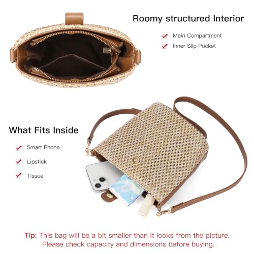 Image of RNIEGA Small Straw Crossbody Bag for Women Woven Summer Shoulder Phone Purse Beach Handbag for Vacation