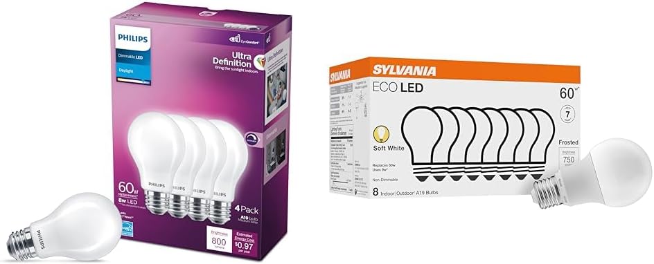 Philips LED Flicker-Free Frosted Dimmable A19 Light Bulb - EyeComfort Technology - 800 Lumen & Flicker-Free Frosted Dimmable BR30 Light Bulb - EyeComfort Technology - 650 Lumen
