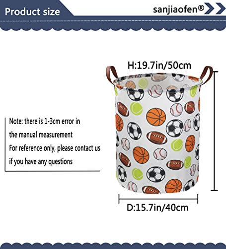 Image of Kids Laundry Basket,Basketball Laundry Hamper Collapsible Baby Storage Baskets for Boys Room Decor,Nursery Hamper,Bedroom,Toy Organizer,(Ball)
